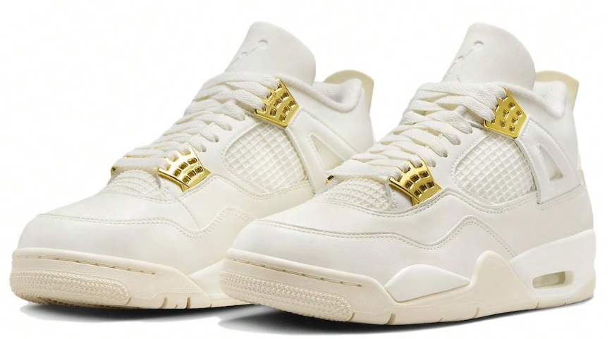 Nike Air Jordan 4 Metallic Gold Comfortable And Versatile Mid-Top Sneakers Zapatos De Mujer AQ9129-170
