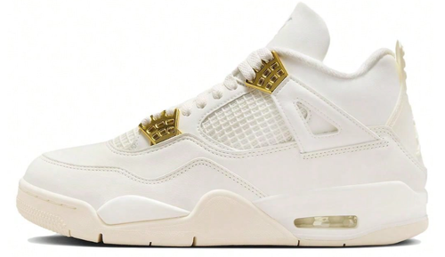 Nike Air Jordan 4 Metallic Gold Comfortable And Versatile Mid-Top Sneakers Zapatos De Mujer AQ9129-170