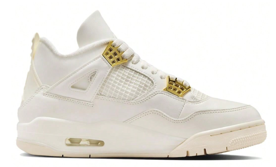 Nike Air Jordan 4 Metallic Gold Comfortable And Versatile Mid-Top Sneakers Zapatos De Mujer AQ9129-170