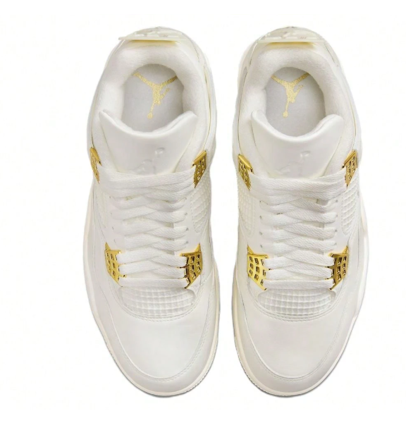 Nike Air Jordan 4 Metallic Gold Comfortable And Versatile Mid-Top Sneakers Zapatos De Mujer AQ9129-170