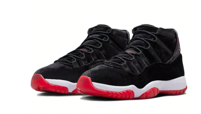 Air Jordan 11 Retro 'Bred Velvet' Black Gym-Red White Sneakers Women DB5457-061