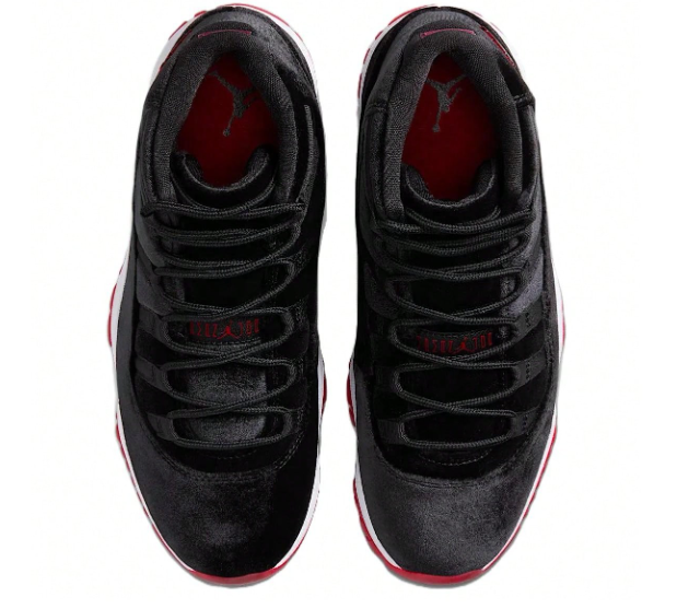 Air Jordan 11 Retro 'Bred Velvet' Black Gym-Red White Sneakers Women DB5457-061